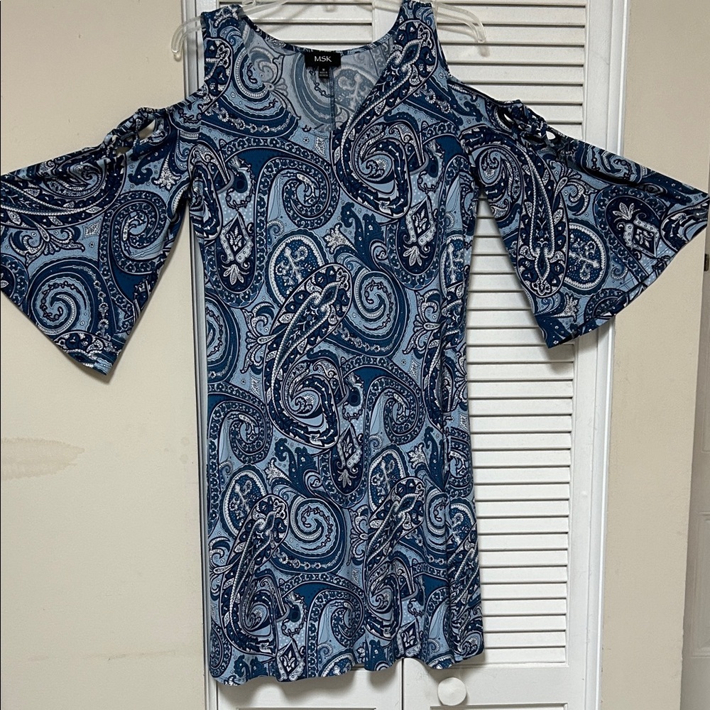 MSK Blue and White Paisley Dress